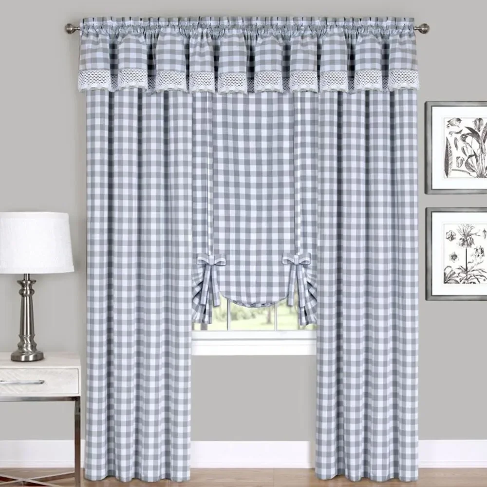 Achim Home Furnishing: Buffalo Grey Plaid Modern Window Curtain Panel : 58